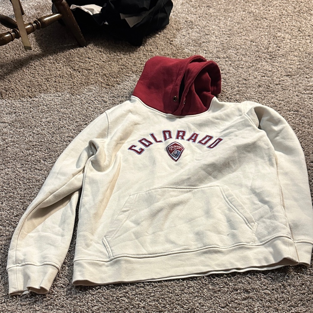 Colorado Men's Cream and Red Hoodie Sweater